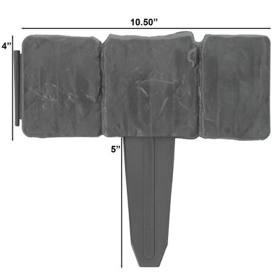 Gray Plastic Cobbled Stone Style Lawn Edging Set