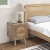 Tangkula Rattan Nightstand Set of 2 End Side Table with 2 Rattan Drawers Pine Wood Legs Wood Accent Table - 4 of 4