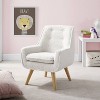 Hadden Mid-Century Modern White Shearling Upholstry and Natural Wood Leg Kids' Trellis Chair - Powell - 2 of 4