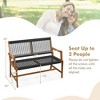 Tangkula Patio 2-Person Acacia Wood Bench All-Weather Rope Woven Outdoor Garden Natural - 3 of 4
