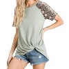 Women's Snakeskin Short Sleeve Bottom Twist Top - VIAMOR - 2 of 4
