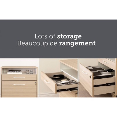 Beige 2-Drawer Lockable Lateral File Cabinet with Open Cubby