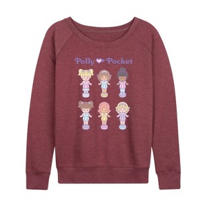 Women's - Polly Pocket - Polly Pocket Doll Grid Lightweight French Terry Wide Neck Long Sleeve Shirt - 1 of 4