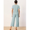 cheibear Women's Sleepwear Round Neck Soft Knit Short Sleeve Shirt with Pants Capri Pajamas Set - 3 of 4