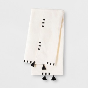 Embroidered Hem Hand Towel Black/Cream - Opalhouse , Beige