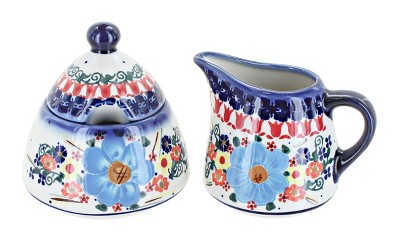 Blue Rose Polish Pottery A78-A79 Andy Cream and Sugar Set