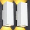 DAKAFUL 2-Pack Outdoor Wall Light Fixtures with LED Bulbs, Rustproof Aluminum Up Down Lights for House, Porch, Garage Black - 2 of 4