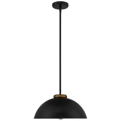 Janie Modern Industrial Black and Gold Dome Pendant Light