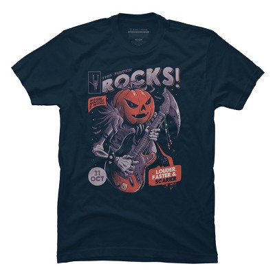Men's Design By Humans Rock Pumpkin By EduEly T-Shirt