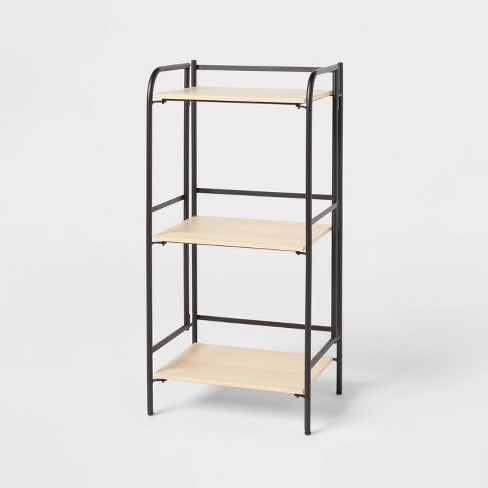 3 Tier Shoe Rack Black Metal With Natural Wood - Brightroom™ : Target