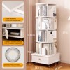 Mshliw 5-Tier Rotating Bookshelf with Drawer, 360° Spinning Corner Bookcase Storage Rack for Bedroom, Living Room, or Small Spaces - 3 of 4