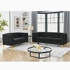 Velvet Chesterfield Sofa Set,3-Seater and 2-Seater Tufted Loveseat Set with Metal Legs & Nailhead Trim for Living Room--Baofuwish - 3 of 4