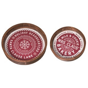 Transpac Wood 15 in. Multicolor Christmas North Pole Nested Serving Trays Set of 2 - 1 of 2