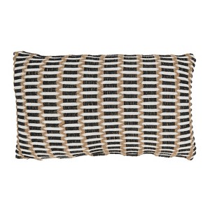 Saro Lifestyle Textured Weave Down Filled Throw Pillow, Black, 12"x20" - 1 of 3