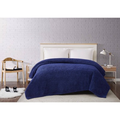 Navy Full/Queen Sherpa Fleece Kids Blanket
