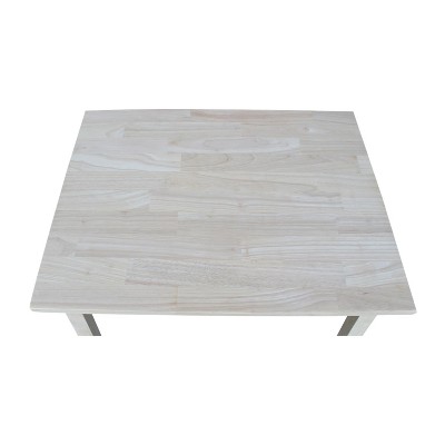 Unfinished White Wooden Kids Table with Tapered Legs