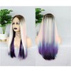 Unique Bargains Women's Halloween Long Straight Hair Lace Front Wigs with Wig Cap 26" Multicolor 1PC - image 3 of 4