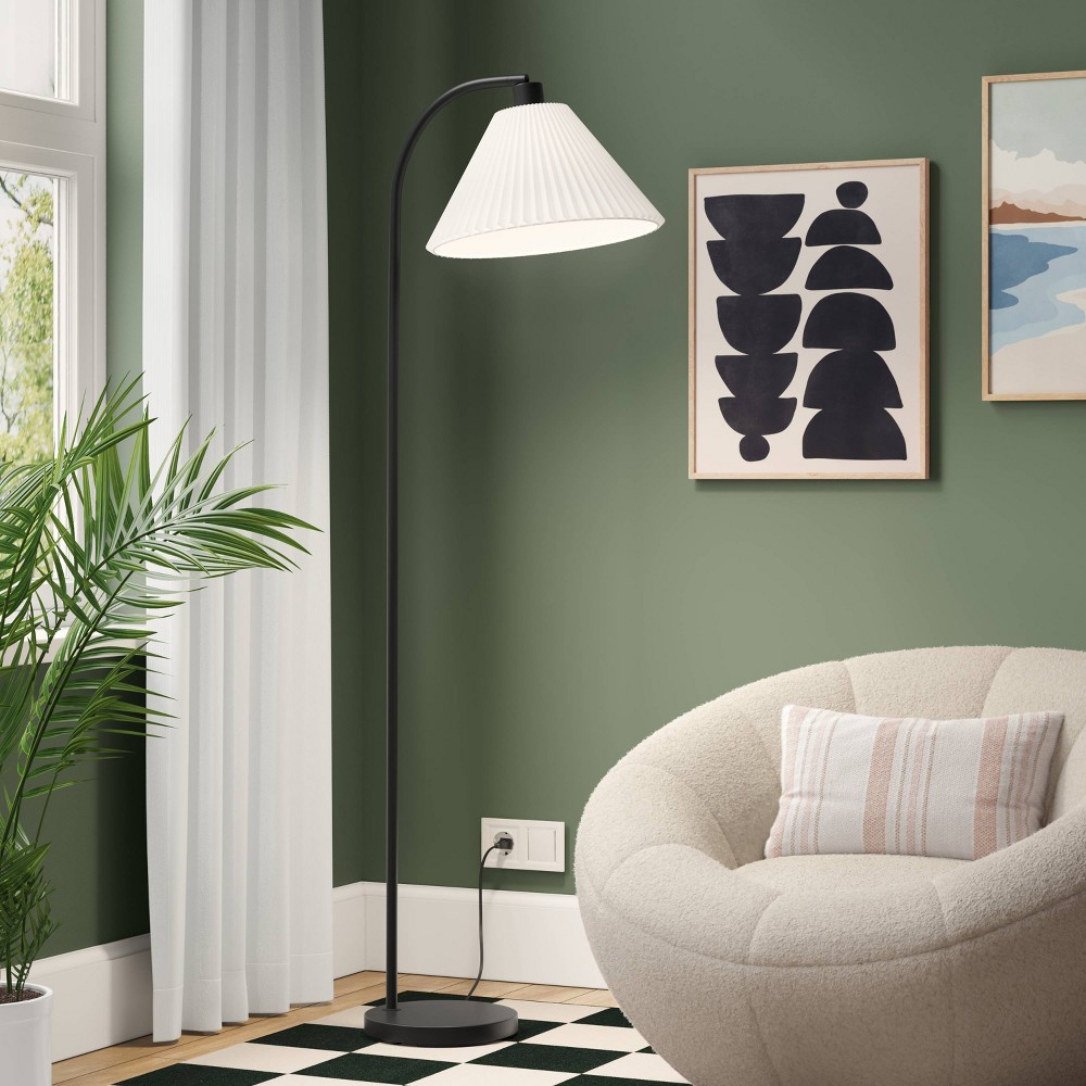 Downbridge Pleated Floor Lamp Black - Room Essentials™: Modern Empire Shade, ETL Listed, 58" Height