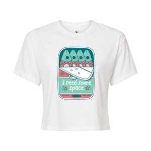 Women's - Instant Message - Need Space Tin Fish Cropped Graphic T-Shirt - 1 of 4