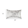 HomeRoots Set of Two 12" X 20" Gray and Silver Abstract Cowhide Lumbar Throw Pillows with Glitter - 3 of 4