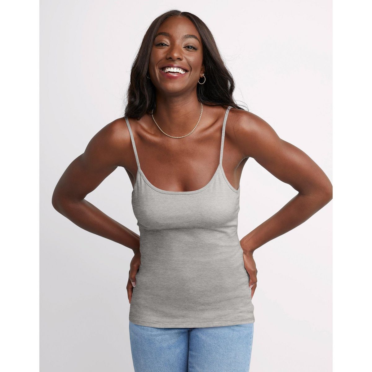 Hanes Women's Stretch Cami with Built-In Shelf Bra - thumbnail 6