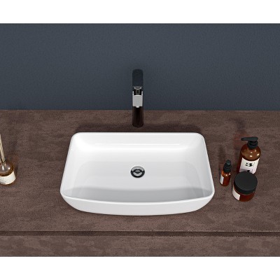 ONWITH 24"x15" White Ceramic Rectangular Vessel Bathroom Sink