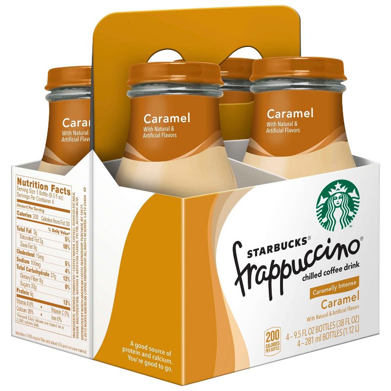 Starbucks Frappuccino Caramel Coffee Drink - 4pk/9.5 fl oz Glass Bottles, 1 of 5