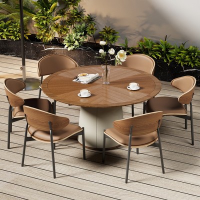 Luck Live 59.05 in. Medieval Modern Round Dining Table, suitable for 6-8 people
