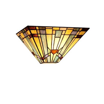 Chloe Lighting Kinsey Tiffany-Style 1 Light Mission Wall Sconce 12"Wide