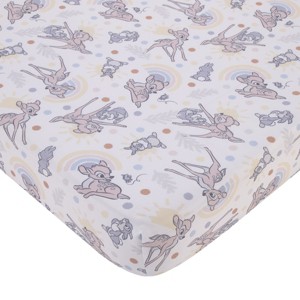 NoJo Disney B is for Bambi Tan, Gray, and White Nursery Fitted Crib Sheet - 1 of 4