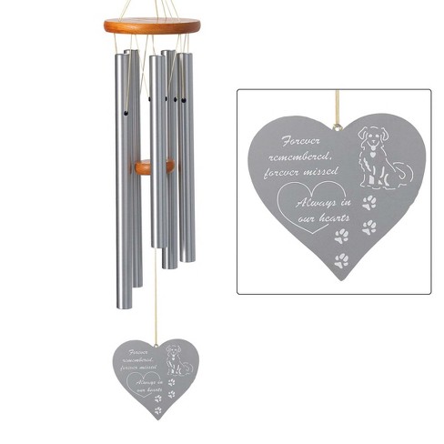 Woodstock Wind Chimes Signature Collection, Chimes of Remembrance, 26'', Forever Heart, Dog, Silver Wind Chime RMFHD - image 1 of 4