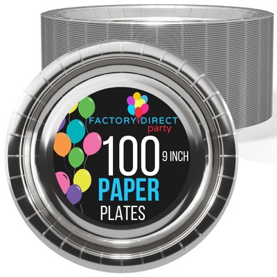 Exquisite Black Paper Plates 9 Inch Disposable Plates - 100 Ct. : Target