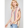 Slickblue Women's Button Down Multicolor Stripe Shirt with Cuffed Sleeves and Pleated Back - Size S-L - 4 of 4