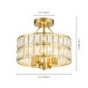 Rennnsan Lunara 12" W 4 -Light Crystal Dimmable Mid-century Drum Shaded Semi Flush Mount in Matte Black & Chrome & Brass - 3 of 4