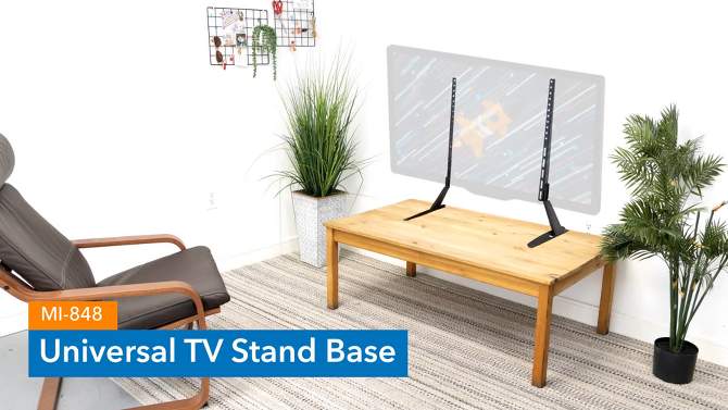 Mount-It! Universal TV Stand Base Replacement, Table top Pedestal Mount Fits 32 - 60 inch LCD LED Plasma TVs, 110 Lb Capacity, 2 of 11, play video