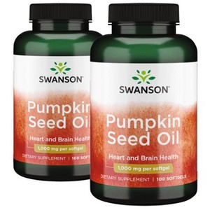 Swanson Pumpkin Seed Oil - 2 Pack 1,000 mg 100 Sgels Per Bottle. - 1 of 2