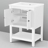 24-Inch Bathroom Vanity with Ceramic Sink, Solid Wood Frame, Storage Cabinet & Open Shelf,Freestanding Modern Vanity - 3 of 4