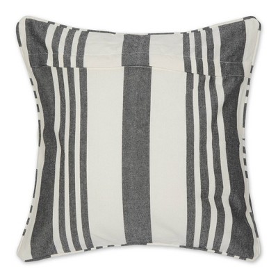 Black and White Striped Cotton Euro Pillow Covers, Set of 2