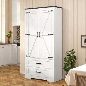 USIKEY 71" Pantry Cabinet with 2 Barn Doors & Adjustable Shelves, Kitchen Pantry, Kitchen Cabinet for Dining Room, Home Office, Bathroom - 1 of 4