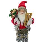 Northlight 12" Standing Santa Christmas Figure Carrying Presents and a Sled