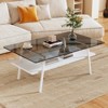 FONTOI Coffee Table Set of 3 with Glass Tabletop&Layer, Modern Table for Living Room Bedroom Office, Gray&White, 22.84"*16.73"*38.58" - 4 of 4
