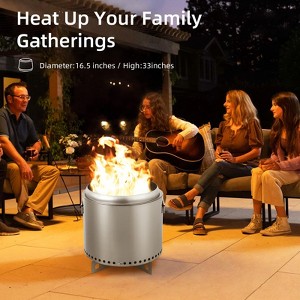 Smokeless Fire Pit with Removable Ash Pan, Fire Poker Included - Compact Design - 1 of 4