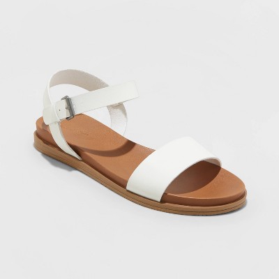 womens wide white sandals
