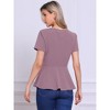 INSPIRE CHIC Women's Short Sleeve Round Neck Stretch Business Classic Peplum Top - 3 of 4