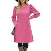 Women Knit Dress Puff Long Sleeve Dress for Fall Winter Round Neck Casual Tunic Dress - 3 of 4