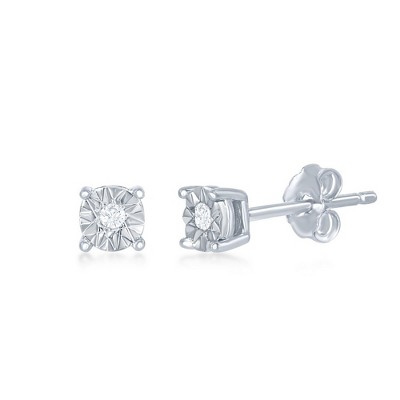 Bella Silver Sterling Silver, 4MM Diamond Studs (0.5tcw) - Silver