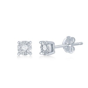 Bella Silver Sterling Silver, 4MM Diamond Studs (0.5tcw) - Silver - 1 of 2
