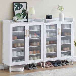 Acekool Glass Door Shoe Cabinet, Modern Shoe Organizer with Adjustable Shelves, Space-Saving Entryway Storage - 1 of 4