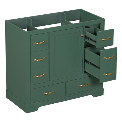 NicBex Bathroom Vanity without Sink/with Sink,Bathroom Sink Vanity with 6 Drawers and Adjustable Shelf,36 inch Bathroom Sink Cabinet,White/Gray/Green