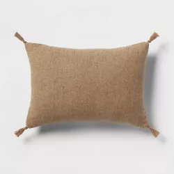 Oblong Traditional Tweed Decorative Throw Pillow Natural Brown - Threshold™